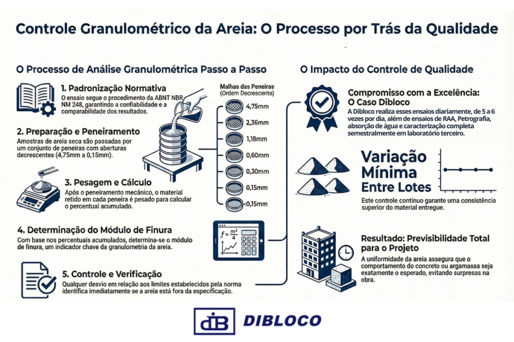 controle granulometria da areia de quartzo infográfico Dibloco