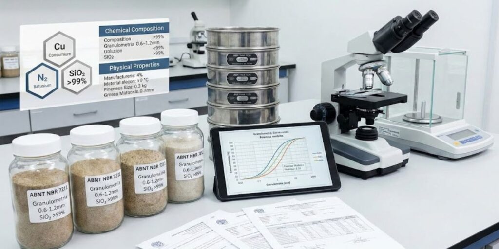 Capa especificações técnicas areia de quartzo