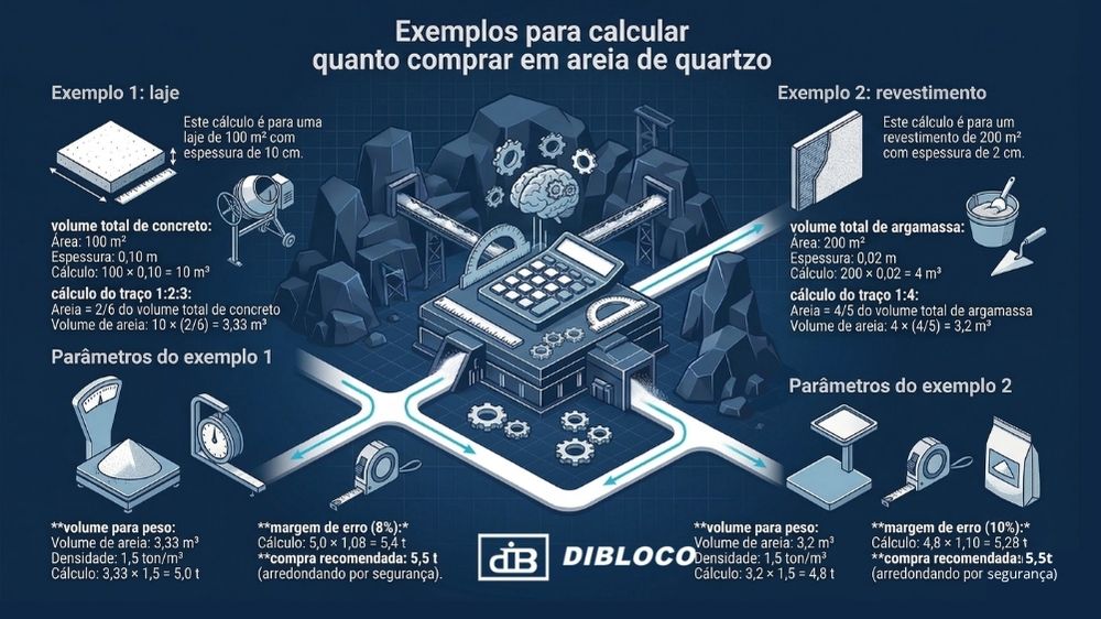 calcular areia de quartzo exemplos
