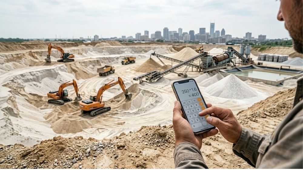 calcular areia de quartzo