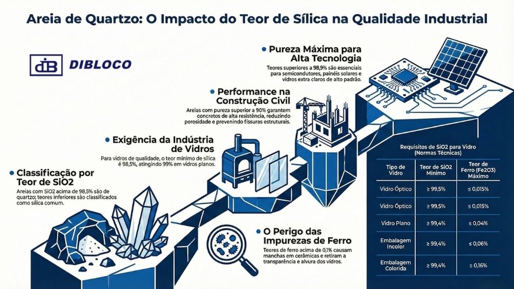 teor de sílica na areia de quartzo dados